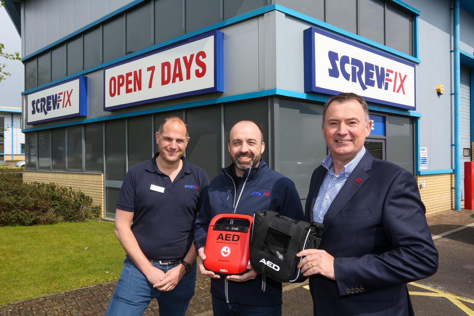 Scott Parsons from Screwfix with Mike Taylor from BHF