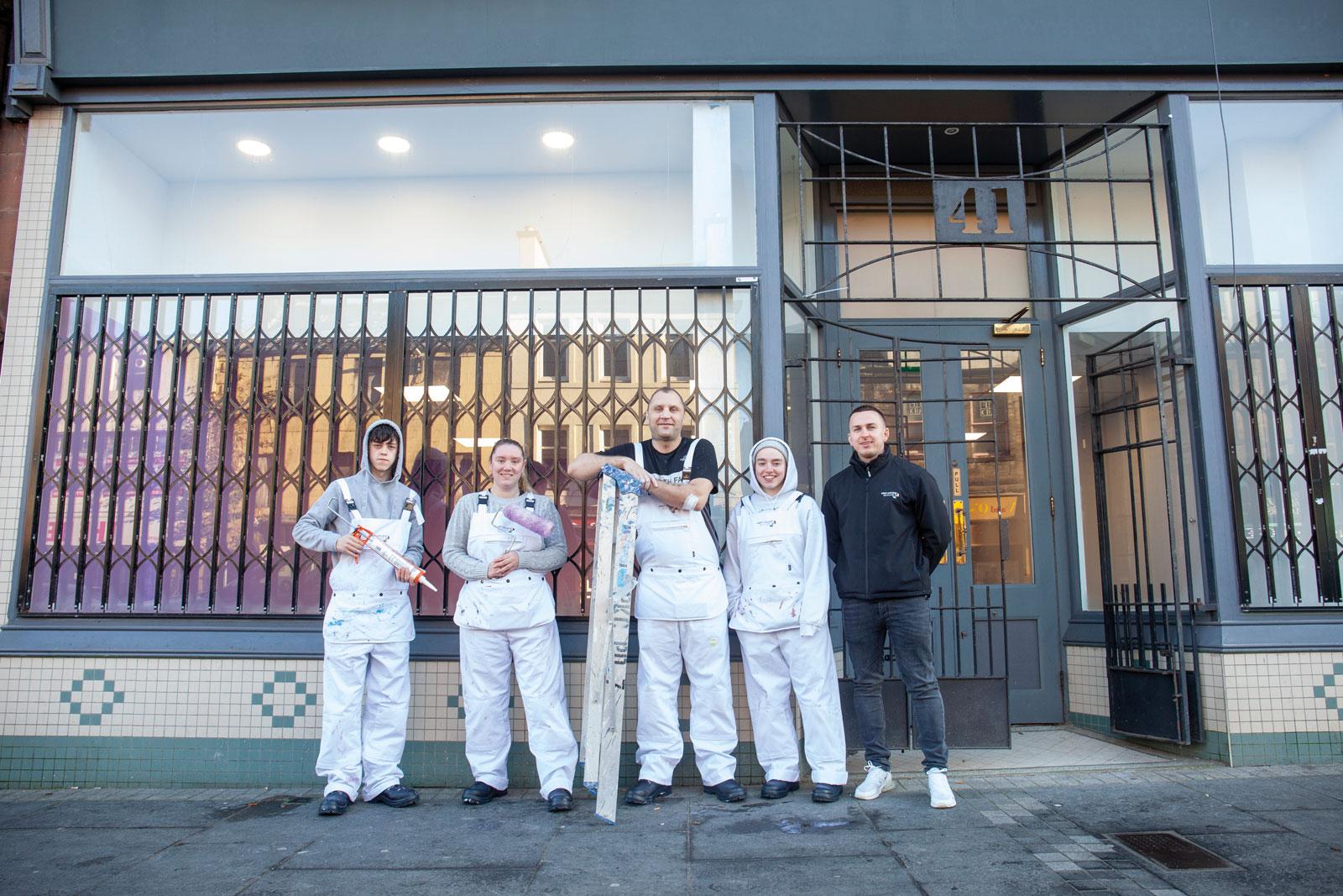 Pre-Apprentice volunteers and staff from West College Scotland outside the Accord Hospice in Paisley