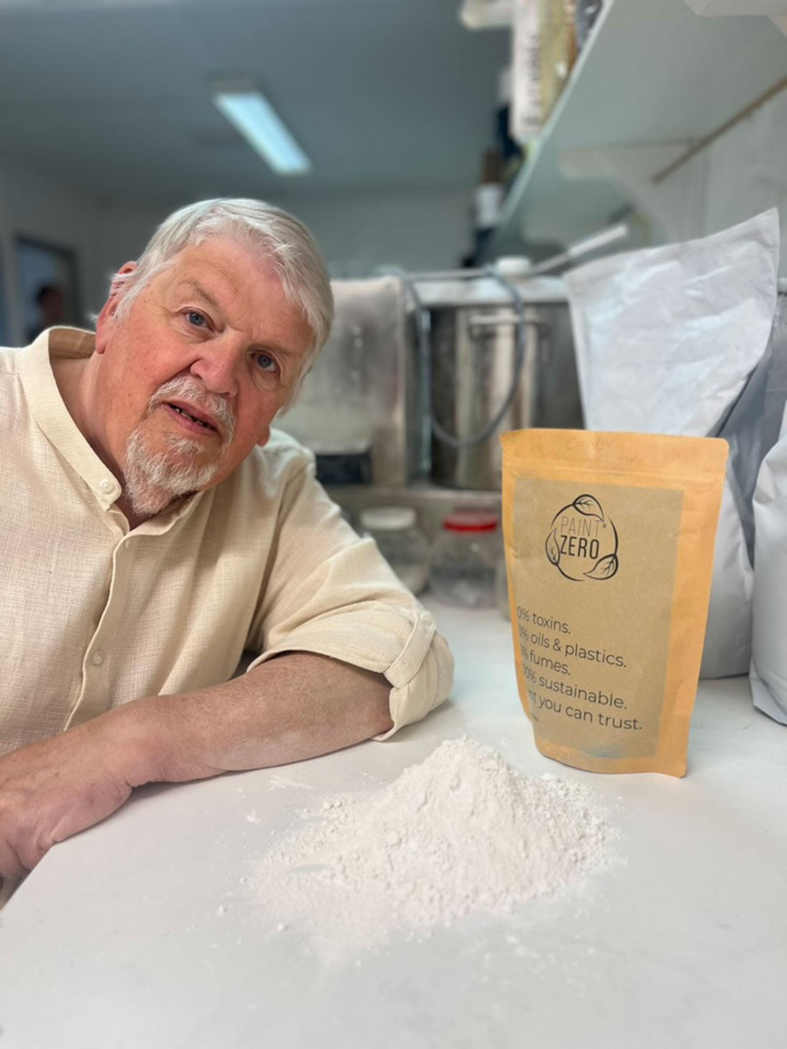 Photograph of Ross Harling with his new product Paint Zero