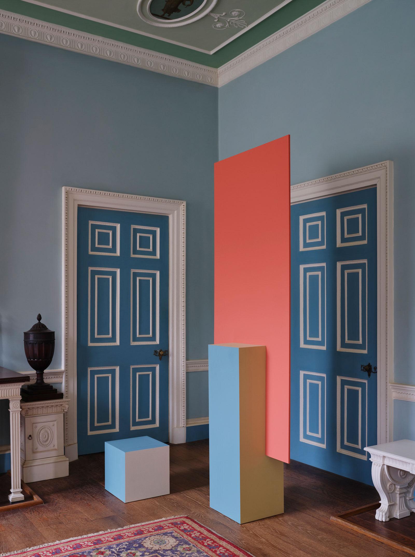 Photograph of some of the new Graphenstone Colour Collection paints on display at Kenwood House.