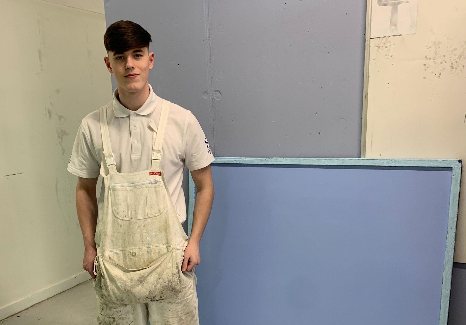 Photograph of apprentice painter and decorator, Sam McDougall.