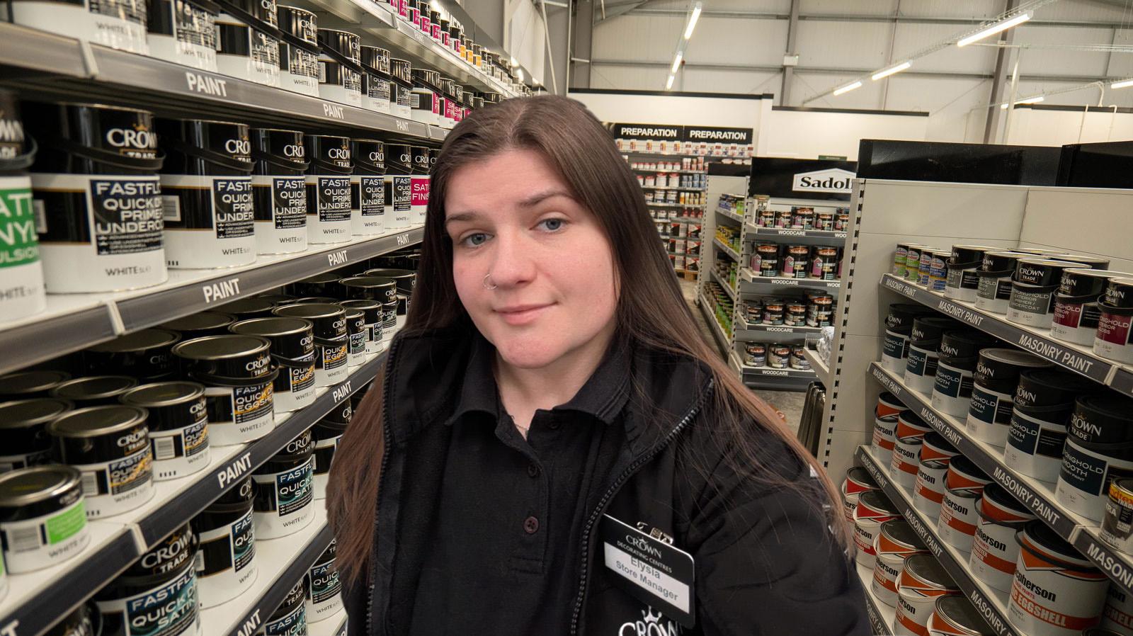 Photograph of Elysia G;ass, Store Manager of Crown Decorating Centre, Elgin